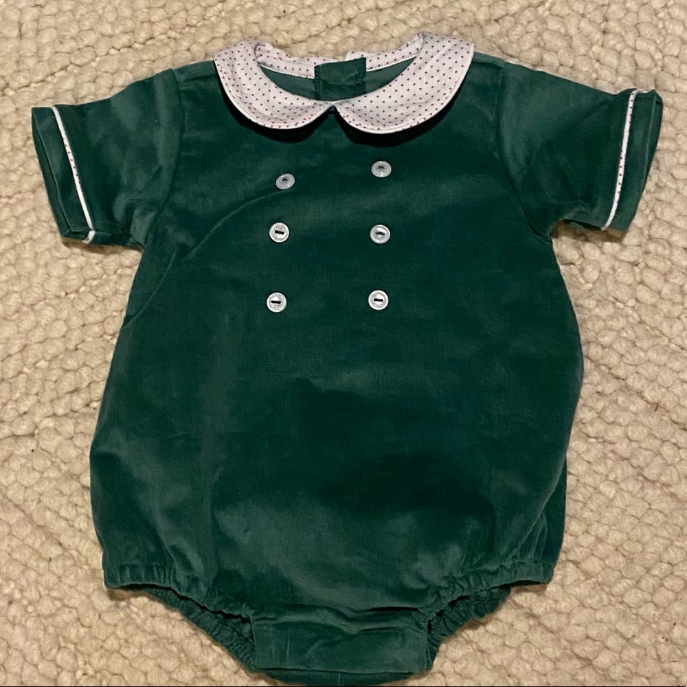 James & Lottie Green Corduroy Red Dot sz 3m
